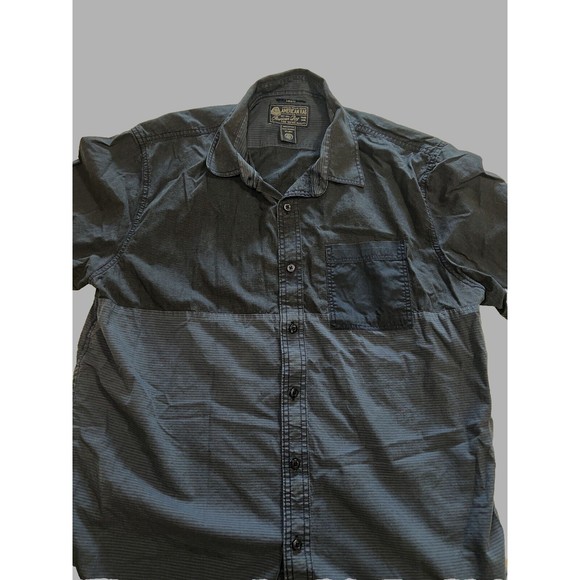 American Rag CIE Men's Large Button Up Shirt Short Sleeve Two Tone Blue Cotton - Picture 3 of 7